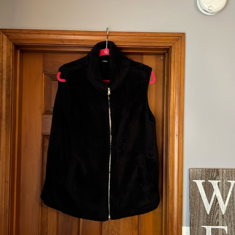 Black fuzzy vest
